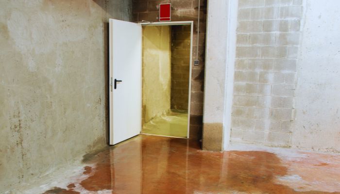 basement leaking through door