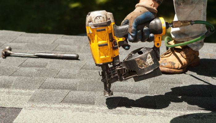 roof installation with tools 