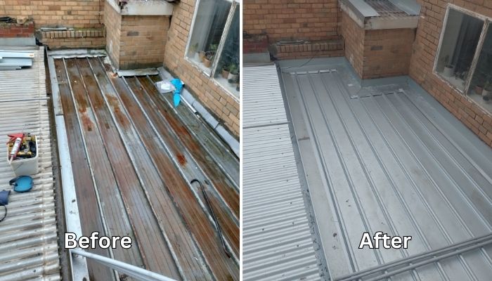 before and after Commercial roof repair