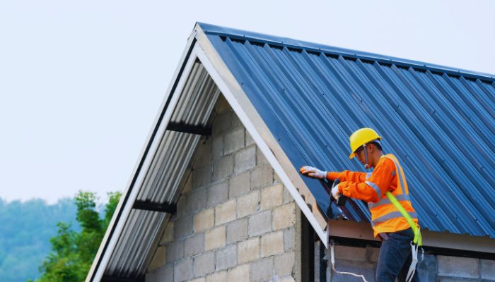 professional worker on the roof 